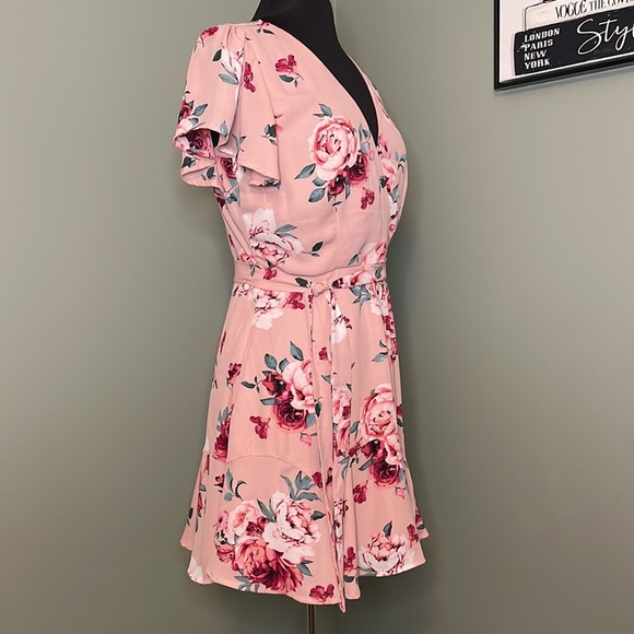 Blue Rain Pink Floral Women’s Dress Size Large - Picture 5 of 11